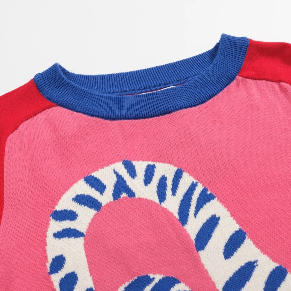 Oxknit WOMEN'S RED MATCHING CAT JACQUARD SWEATER-DESIGNED BY AGATHE SINGER - Picture 5 of 12